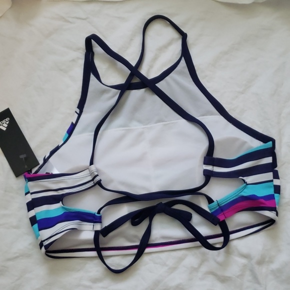 **FINAL SALE** adidas Stripe Colorblock Bikini Top - Picture 6 of 8